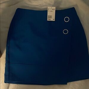H&M Blue Asymmetrical Pencil Mini Skirt